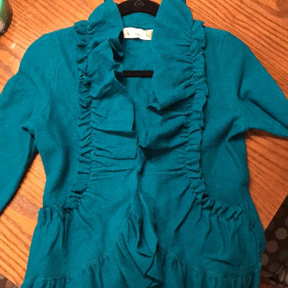 Turquoise Snap Sweater/blazer